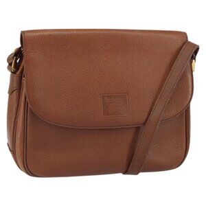 Authentic Burberrys Shoulder Bag Leather Brown Gold